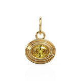 Golden Citrine Charms 14k Yellow Solid Gold Bubble Bezel Charm Pendant Yelllow Oval Gemstone Bezel 18K Gold Jewelry Finding