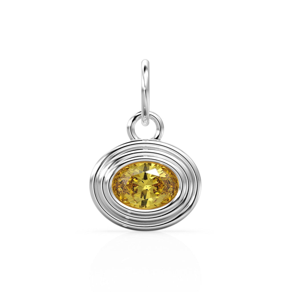 Golden Citrine Charms 14k Yellow Solid Gold Bubble Bezel Charm Pendant Yelllow Oval Gemstone Bezel 18K Gold Jewelry Finding - Jalvi & Co.