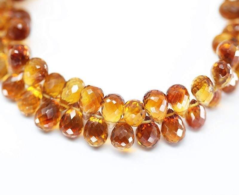 Golden Citrine Faceted Tear Drop Briolette Gemstone Loose Beads 10pc 7mm 9mm - Jalvi & Co.