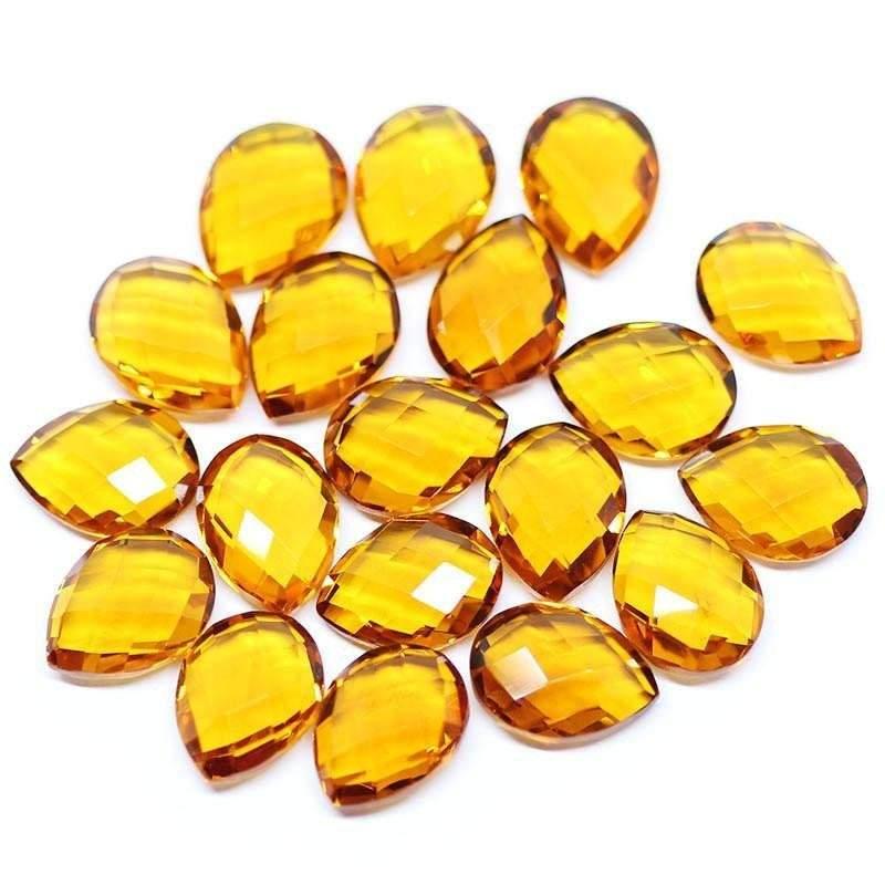 Golden Citrine Quartz Faceted Pear Drop Briolette Matching Beads 6pc 12x10mm - Jalvi & Co.