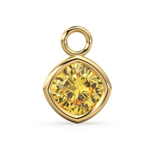 Load image into Gallery viewer, Golden Citrine Solid Gold Charm / Natural Gemstone Handmade Pendant / 1pc 14k Solid Yellow Gold Jewelry Making Findings - Jalvi &amp; Co.