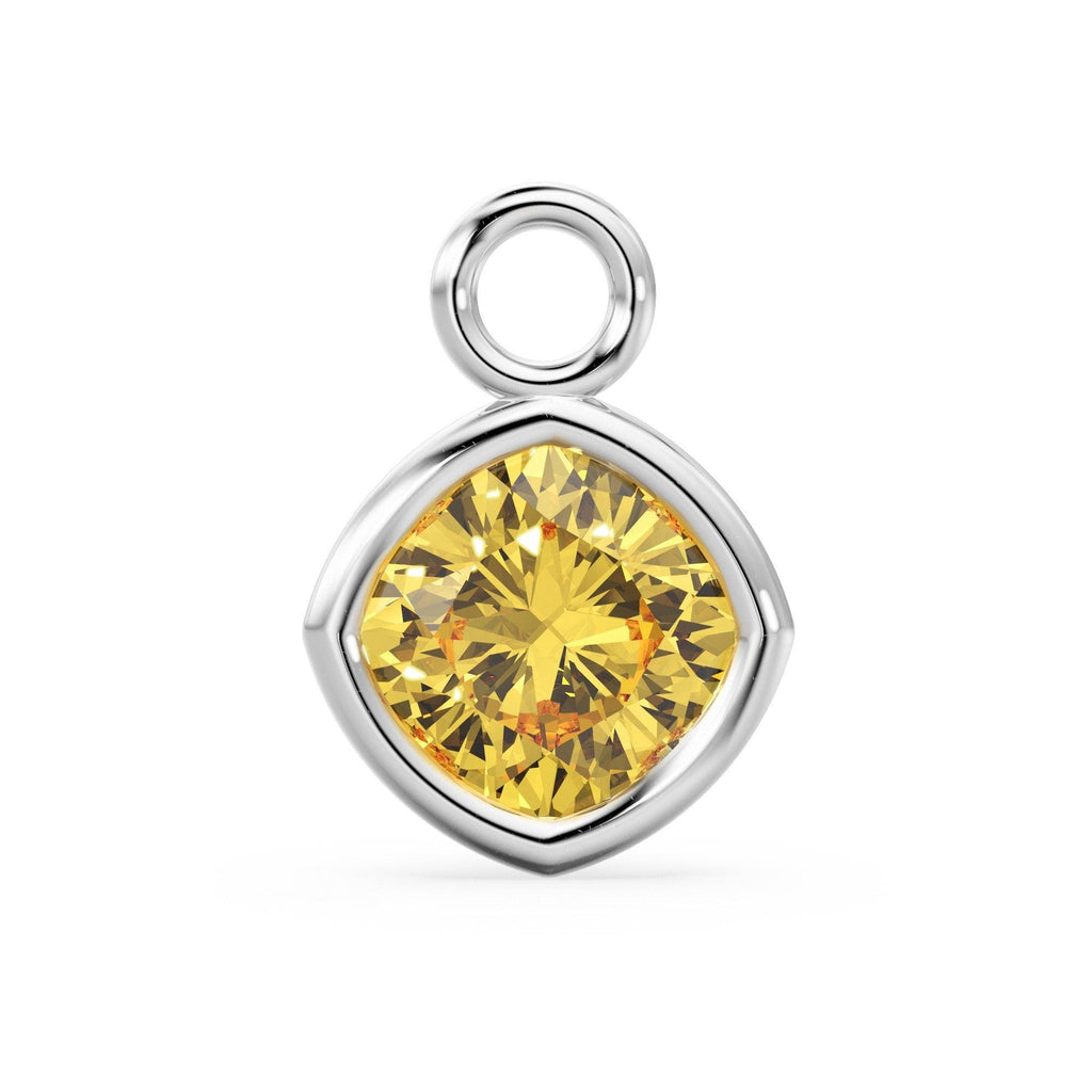 Golden Citrine Solid Gold Charm / Natural Gemstone Handmade Pendant / 1pc 14k Solid Yellow Gold Jewelry Making Findings - Jalvi & Co.