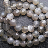 Gray Moonstone Faceted Round Ball Gemstone Loose Spacer Beads Strand 9.5