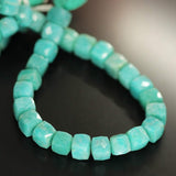 Green Amazonite Faceted Box Cube Square Gemstone Loose Beads Strand 10