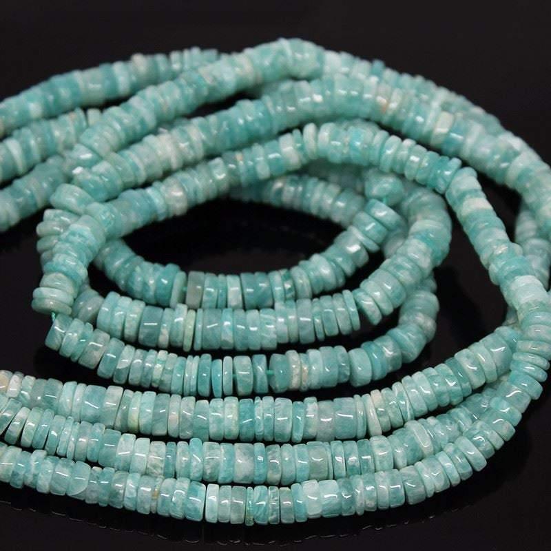 Green Amazonite Smooth Heishi Wheel Tyre Gemstone Loose Beads Strand 7mm 8mm 16" - Jalvi & Co.