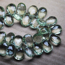 Load image into Gallery viewer, Green Amethyst Faceted Pear Briolette Gemstone Loose Beads Strand 10mm 15mm 4&quot; - Jalvi &amp; Co.