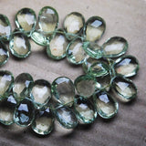 Green Amethyst Faceted Pear Briolette Gemstone Loose Beads Strand 10mm 15mm 4