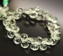 Load image into Gallery viewer, Green Amethyst Natural Faceted Cut Heart Drop Gemstone Bead Strand 9mm 10mm 6&quot; - Jalvi &amp; Co.