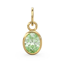 Load image into Gallery viewer, Green Amethyst Oval Solid Gold Charm / Natural Prasiolite Gemstone Handmade Gold Pendant / 1pc 14k Yellow Gold Jewelry Making FindingsSALE - Jalvi &amp; Co.