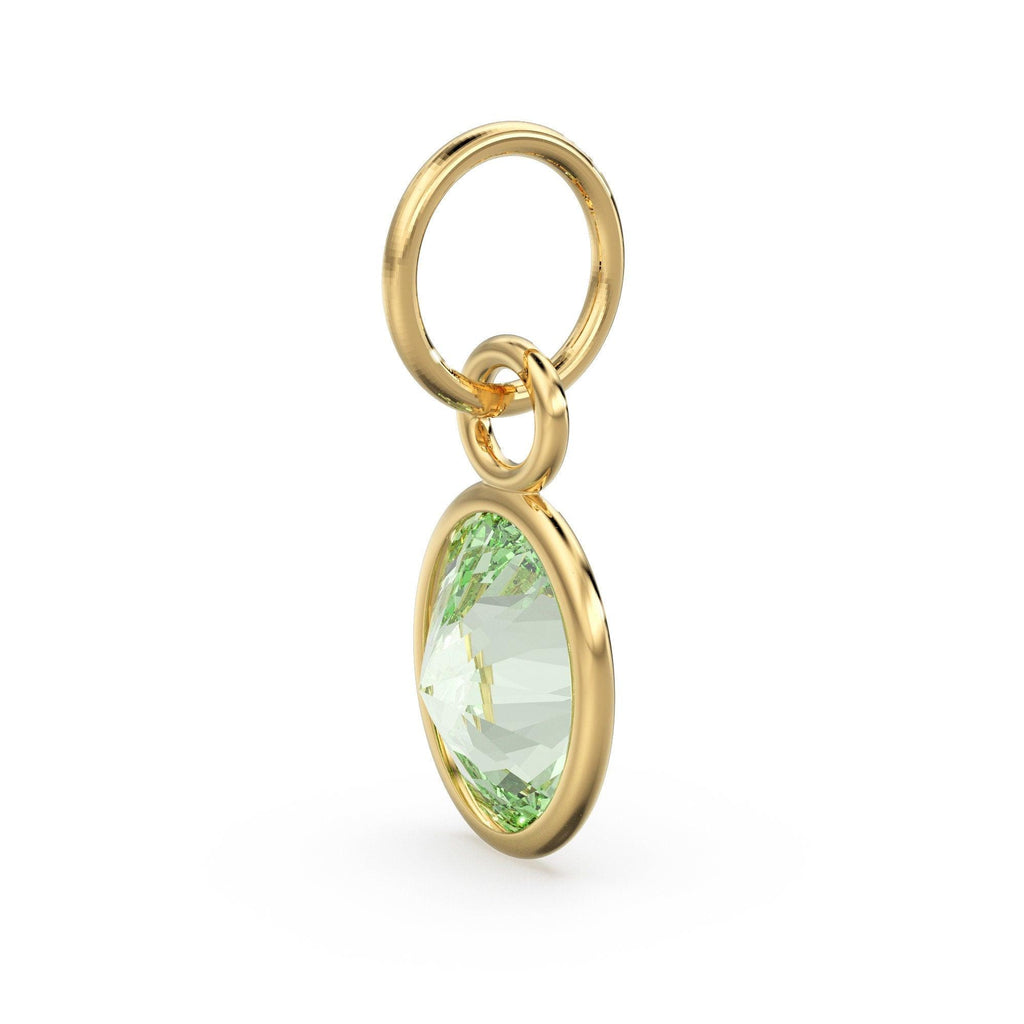 Green Amethyst Oval Solid Gold Charm / Natural Prasiolite Gemstone Handmade Gold Pendant / 1pc 14k Yellow Gold Jewelry Making FindingsSALE - Jalvi & Co.