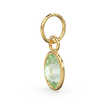 Load image into Gallery viewer, Green Amethyst Oval Solid Gold Charm / Natural Prasiolite Gemstone Handmade Gold Pendant / 1pc 14k Yellow Gold Jewelry Making FindingsSALE - Jalvi &amp; Co.