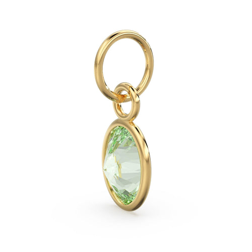 Green Amethyst Oval Solid Gold Charm / Natural Prasiolite Gemstone Handmade Gold Pendant / 1pc 14k Yellow Gold Jewelry Making FindingsSALE - Jalvi & Co.