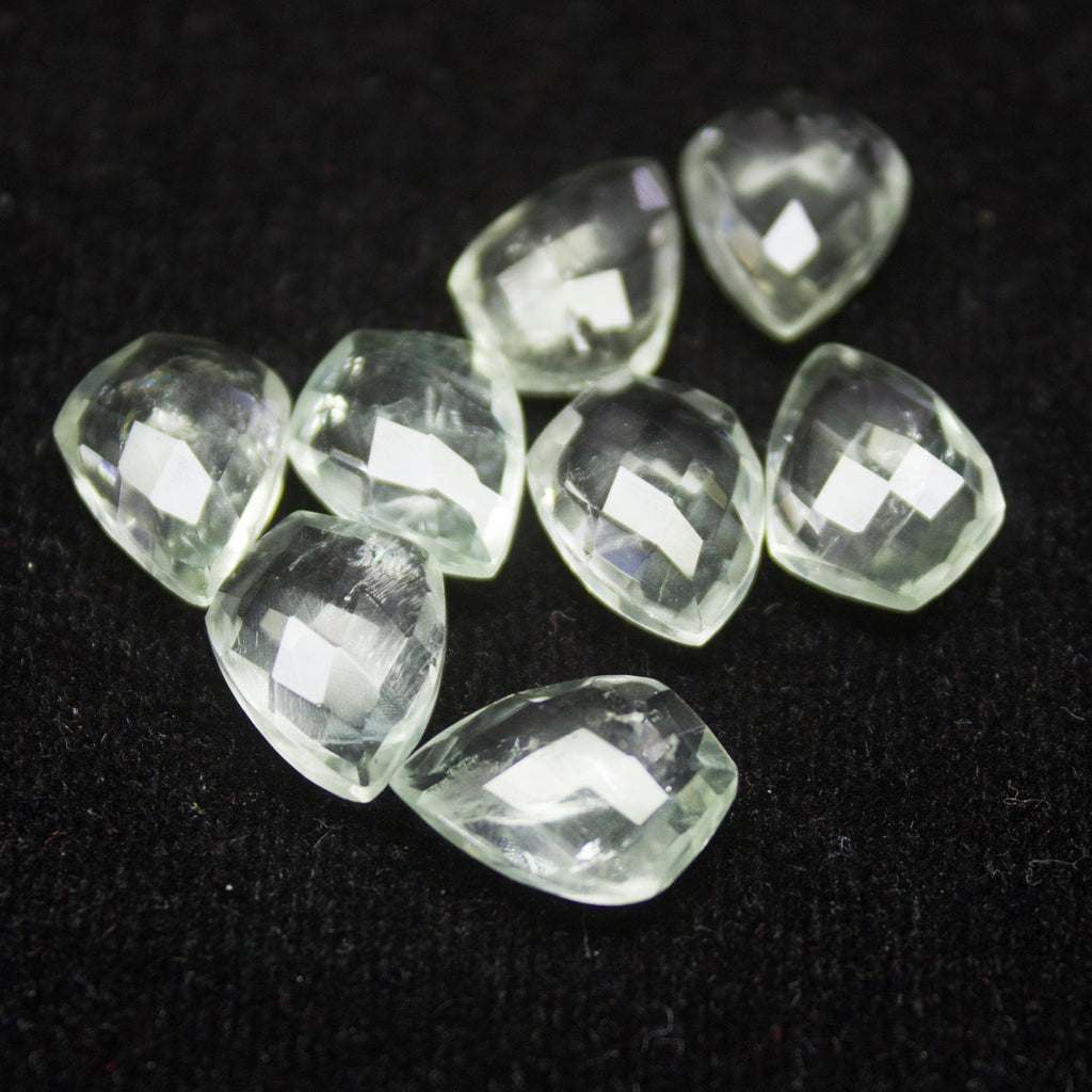 Green Amethyst Prasiolite Faceted Kite Shield Briolette Drop Loose Gemstone Beads 1 pair 14x10mm - Jalvi & Co.