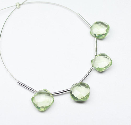 Green Amethyst Quartz Faceted Cushion Beads 8mm 10pc - Jalvi & Co.