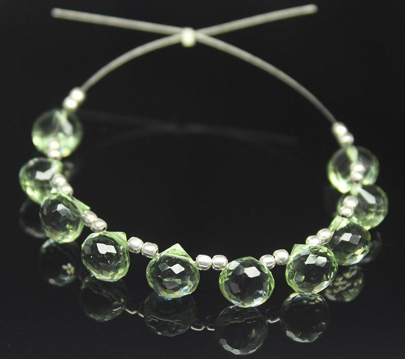 Green Amethyst Quartz Faceted Onion Beads 7mm 10pc - Jalvi & Co.