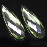 Green Amethyst Quartz Faceted Pear Drop Briolette Matching Pair Bead 2pc 30x12mm