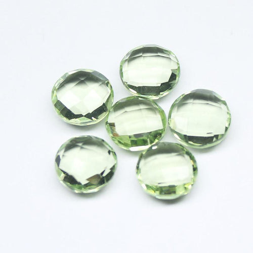 Green Amethyst Quartz Faceted Round Beads 10mm 10pc - Jalvi & Co.