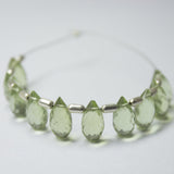 Green Amethyst Quartz Faceted Teardrop Beads 10mm 10pc