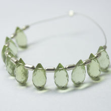 Load image into Gallery viewer, Green Amethyst Quartz Faceted Teardrop Beads 10mm 10pc - Jalvi &amp; Co.