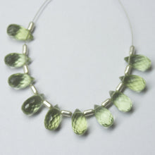 Load image into Gallery viewer, Green Amethyst Quartz Faceted Teardrop Beads 10mm 10pc - Jalvi &amp; Co.