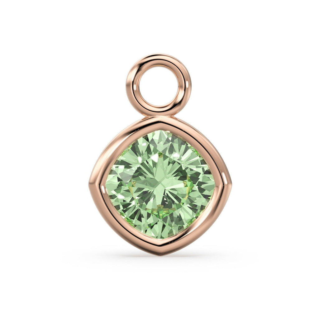 Green Amethyst Solid Gold Charm / Prasiolite Gemstone Handmade Pendant / 1pc 14k Solid Yellow Gold Jewelry Making / February BirthstoneSALE - Jalvi & Co.