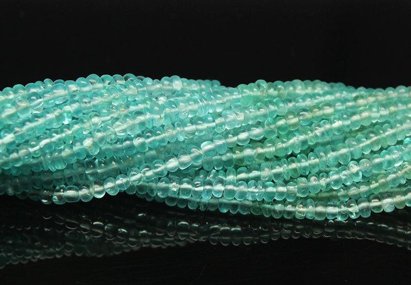 Green Apatite Shaded Smooth Polished Rondelle Gemstone Bead Strand 13" 3.5mm 4mm - Jalvi & Co.