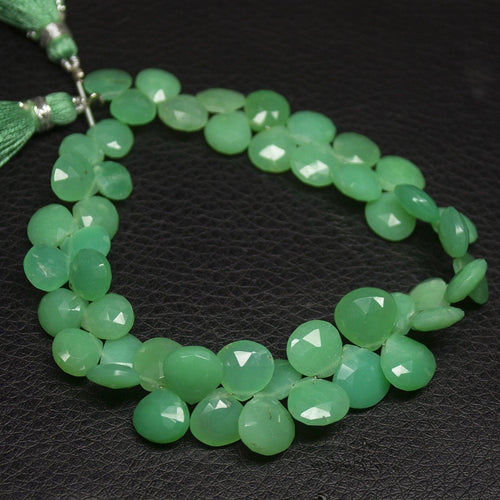 Green Australian Chrysoprase Faceted Heart Drop Loose Gemstone Beads 4