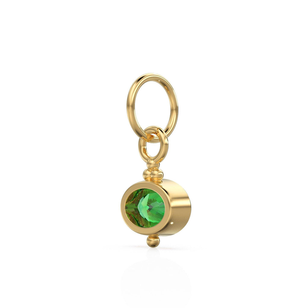 Green Emerald Charms 14k Yellow Solid Oval Charm / Solid Gold Zambian Emerald Bezel Charm Pendant / Green Oval Gemstone Bezel 18K Jewelry - Jalvi & Co.