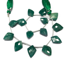 Load image into Gallery viewer, Green Emerald Fancy Shield Faceted Drop Gemstone Beads Strand 8&quot; 14mm 15mm - Jalvi &amp; Co.