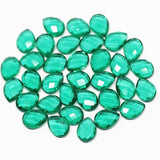 Green Emerald Quartz Faceted Pear Drop Briolette Matching Pair Beads 6pc 12x10mm