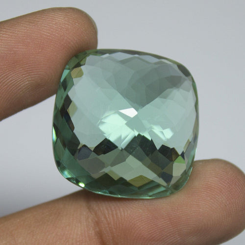 Green Fluorite Quartz Cushion Checker Cut Loose Gemstone, 25x25x14mm 54 aprrox - Jalvi & Co.