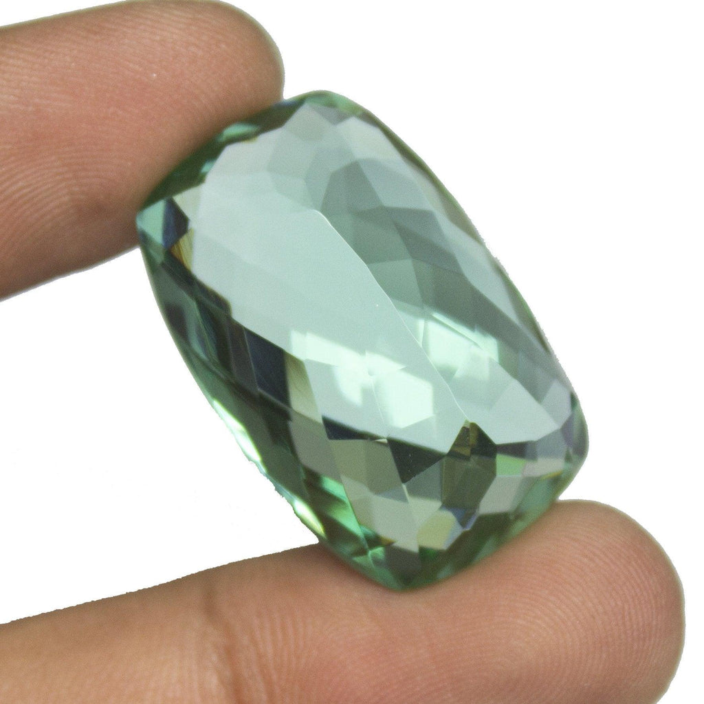 Green Fluorite Quartz Cushion Checker Cut Loose Gemstone, 30x20x14mm, 53ct aprrox - Jalvi & Co.