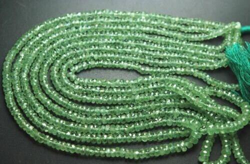 Green Kyanite Faceted Rondelle Gemstone Loose Spacer Beads Strand 4
