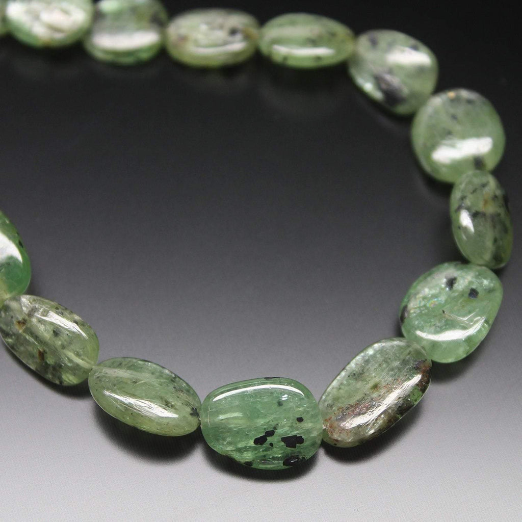 Green Kyanite Smooth Polished Oval Loose Gemstone Beads Strand 4" 9mm 14mm - Jalvi & Co.