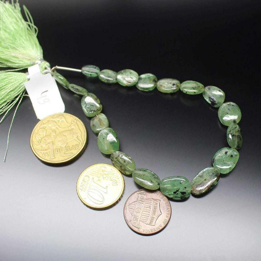 Green Kyanite Smooth Polished Oval Loose Gemstone Beads Strand 4" 9mm 14mm - Jalvi & Co.