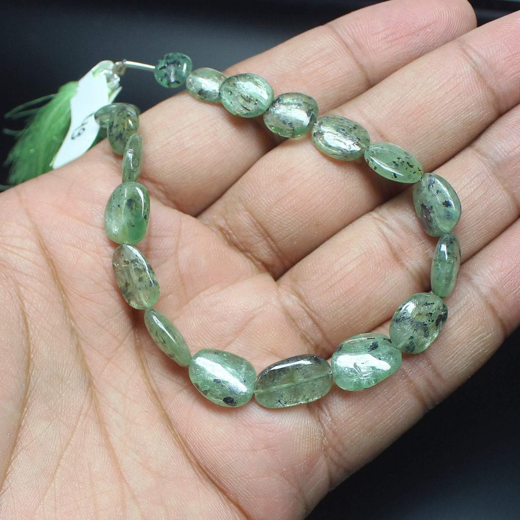 Green Kyanite Smooth Polished Oval Loose Gemstone Beads Strand 4" 9mm 14mm - Jalvi & Co.