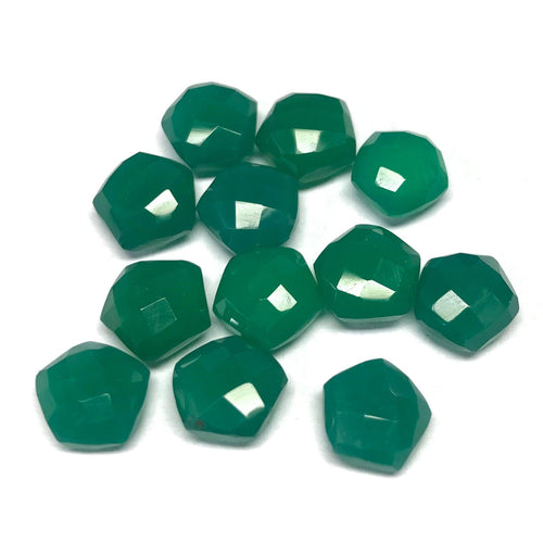 Green Onyx Faceted Hexagon Gemstone Loose Beads Pair 6 Pair 8mm - Jalvi & Co.