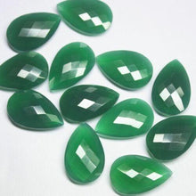 Load image into Gallery viewer, Green Onyx Faceted Pear Drop Briolette FRONT DRILLED Pair Beads 2pc 25x15mm - Jalvi &amp; Co.