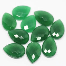 Load image into Gallery viewer, Green Onyx Faceted Pear Drops Briolette Beads 1 Matching Pair 2pc 22x15mm - Jalvi &amp; Co.