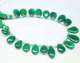 Green Onyx Smooth Briolette Pear Drop Gemstone Loose Beads Strand 8