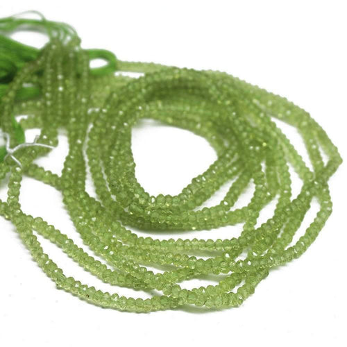 Green Peridot Faceted Rondelle Loose Gemstone Craft Beads Strand 13