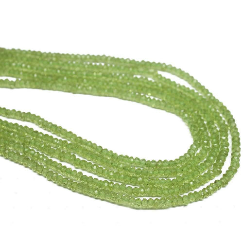 Green Peridot Faceted Rondelle Loose Gemstone Craft Beads Strand 13