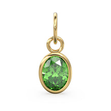 Load image into Gallery viewer, Green Peridot Oval Solid Gold Charm / Natural Green Olivine Gemstone Handmade Gold Pendant / 1pc 14k Yellow Gold Jewelry Making FindingsSALE - Jalvi &amp; Co.