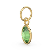 Load image into Gallery viewer, Green Peridot Oval Solid Gold Charm / Natural Green Olivine Gemstone Handmade Gold Pendant / 1pc 14k Yellow Gold Jewelry Making FindingsSALE - Jalvi &amp; Co.