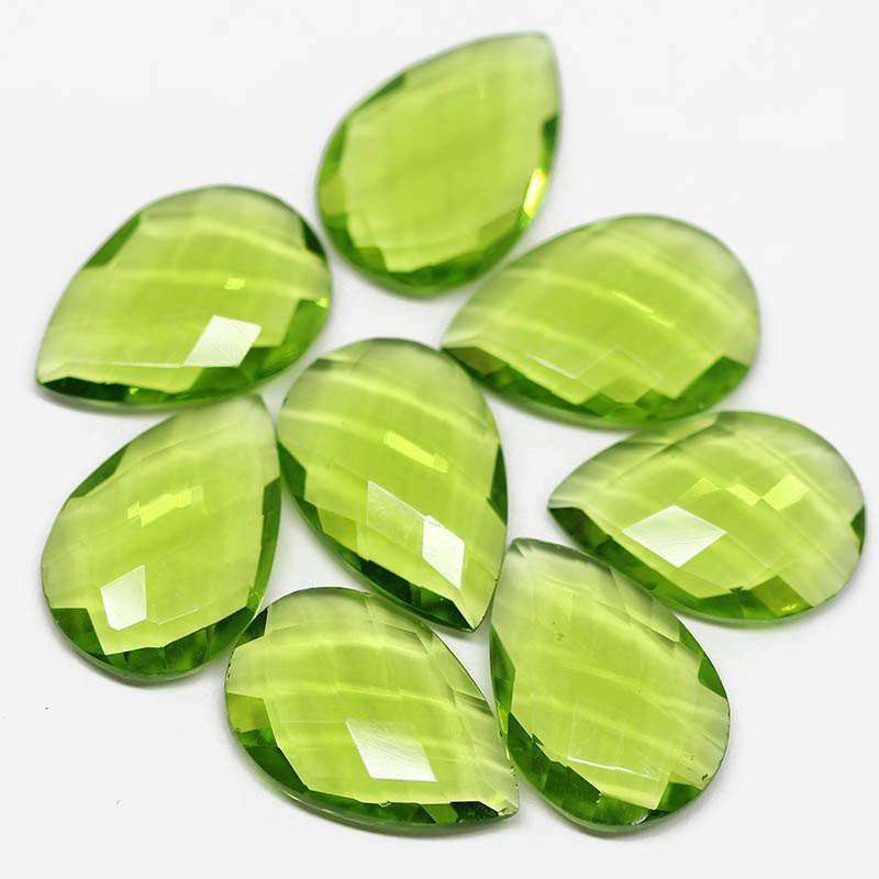 Green Peridot Quartz Faceted Pear Drops Briolette Beads 1 Pair 2pc 22x15mm - Jalvi & Co.