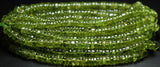 Green Peridot Smooth Round Wheel Gemstone Loose Spacer Beads Strand 13