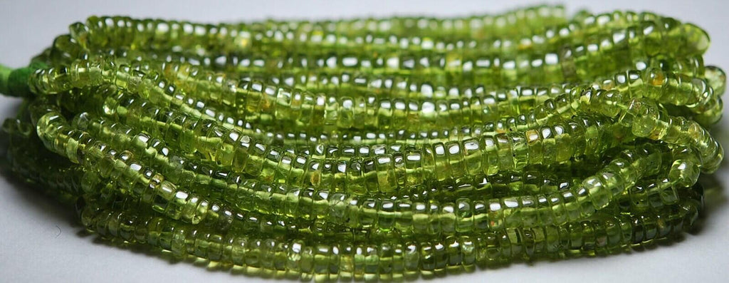 Green Peridot Smooth Round Wheel Gemstone Loose Spacer Beads Strand 13" 4mm - Jalvi & Co.
