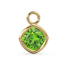 Load image into Gallery viewer, Green Peridot Solid Gold Charm / Natural Green Olivine Gemstone Handmade Pendant / 1pc 14k Gold Jewelry Making Findings / August Birthstone - Jalvi &amp; Co.