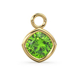 Green Peridot Solid Gold Charm / Natural Green Olivine Gemstone Handmade Pendant / 1pc 14k Gold Jewelry Making Findings / August Birthstone