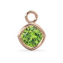 Load image into Gallery viewer, Green Peridot Solid Gold Charm / Natural Green Olivine Gemstone Handmade Pendant / 1pc 14k Gold Jewelry Making Findings / August Birthstone - Jalvi &amp; Co.